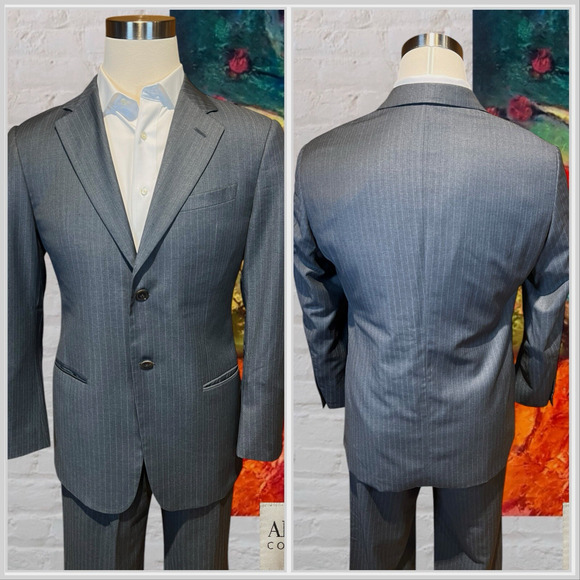 Armani Collezioni 40R 32x28 Gray Stripe Designer Suit Italian Wool Super 150s - Picture 7 of 16